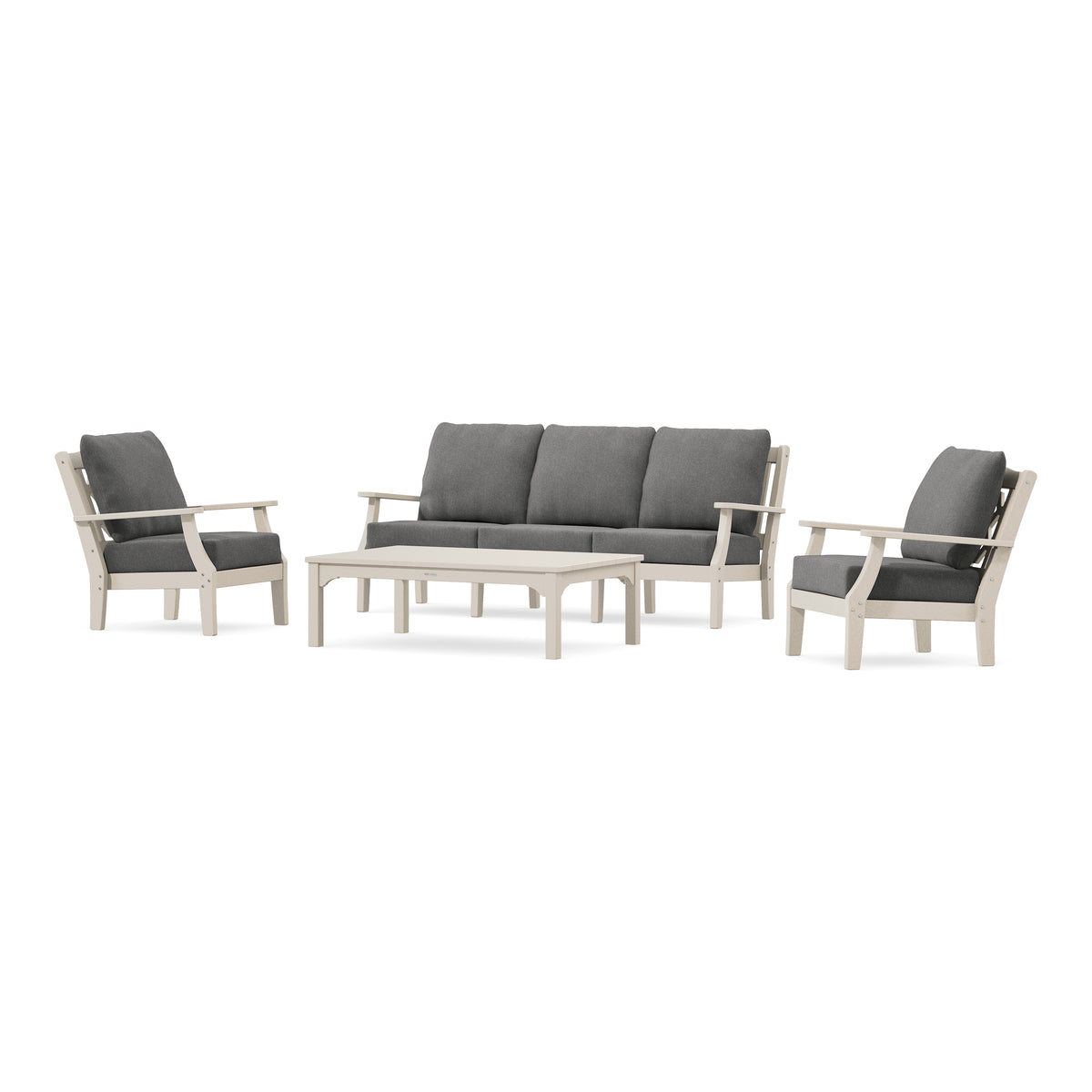POLYWOOD Chinoiserie 4-Piece Deep Seating Set with Sofa in Sand