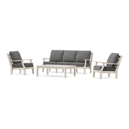 POLYWOOD Chinoiserie 4-Piece Deep Seating Set with Sofa in Sand