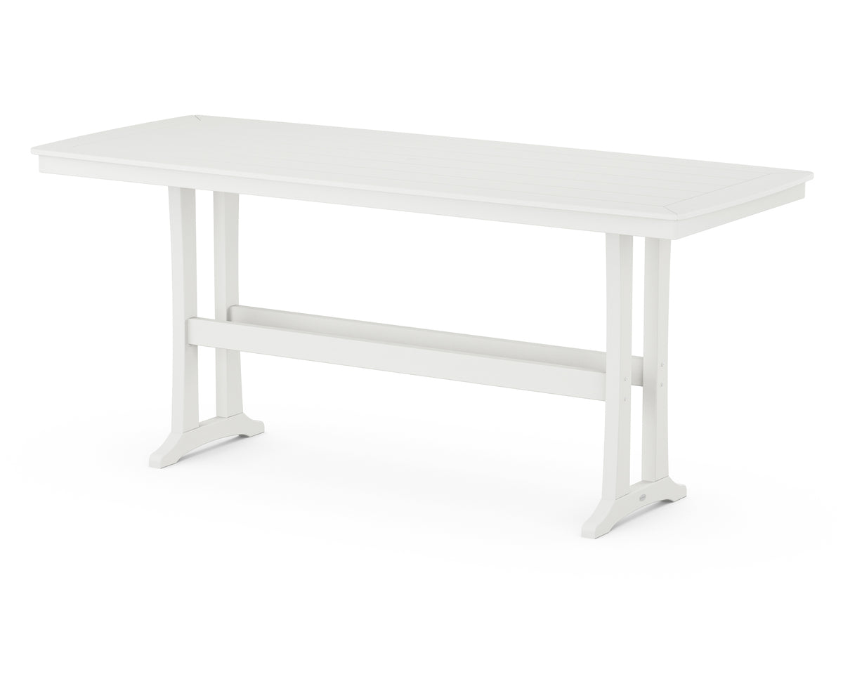 POLYWOOD Nautical Trestle 39" x 97" Bar Table in Vintage White
