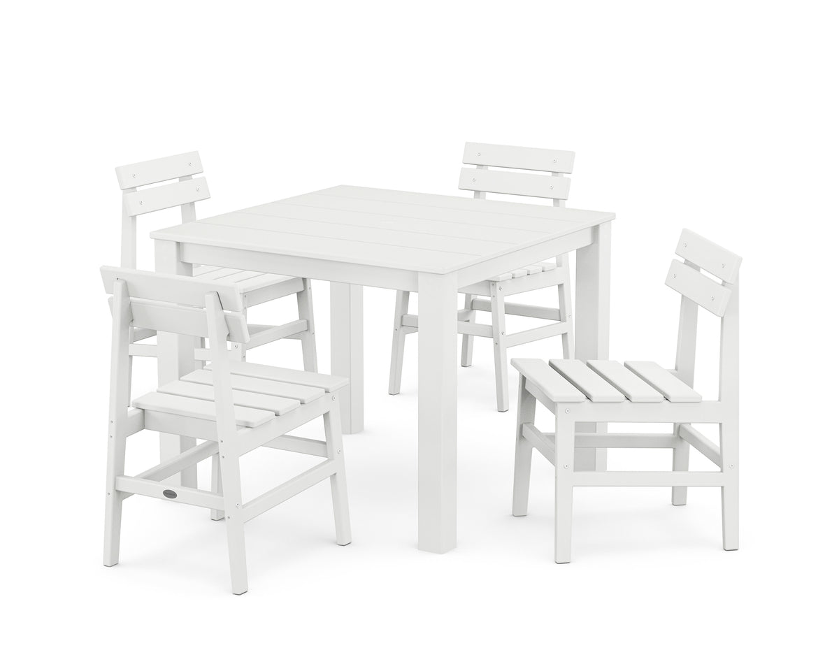 POLYWOOD Modern Studio Plaza Chair 5-Piece Parsons Dining Set in White