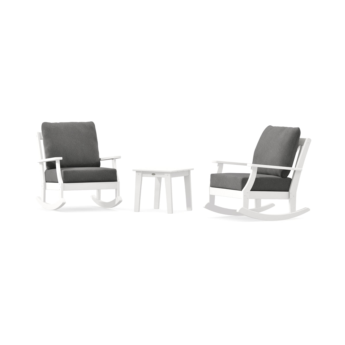 POLYWOOD Braxton 3-Piece Deep Seating Rocker Set in White