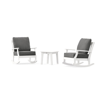 POLYWOOD Braxton 3-Piece Deep Seating Rocker Set in White
