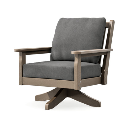 POLYWOOD Chippendale Deep Seating Swivel Chair in Vintage Sahara / Ash Charcoal