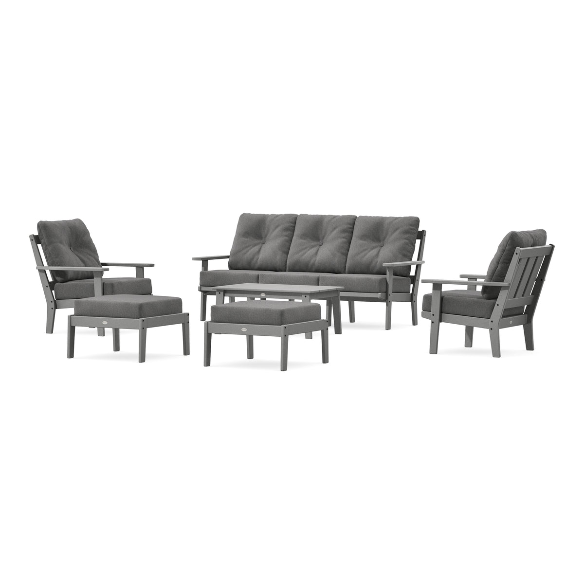 POLYWOOD Oxford 6-Piece Lounge Sofa Set in Slate Grey