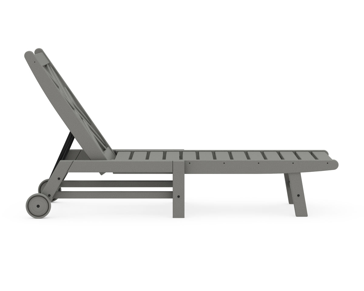 Alternate view of the POLYWOOD Chippendale Chaise with Wheels in Slate Grey