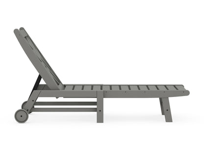 Alternate view of the POLYWOOD Chippendale Chaise with Wheels in Slate Grey