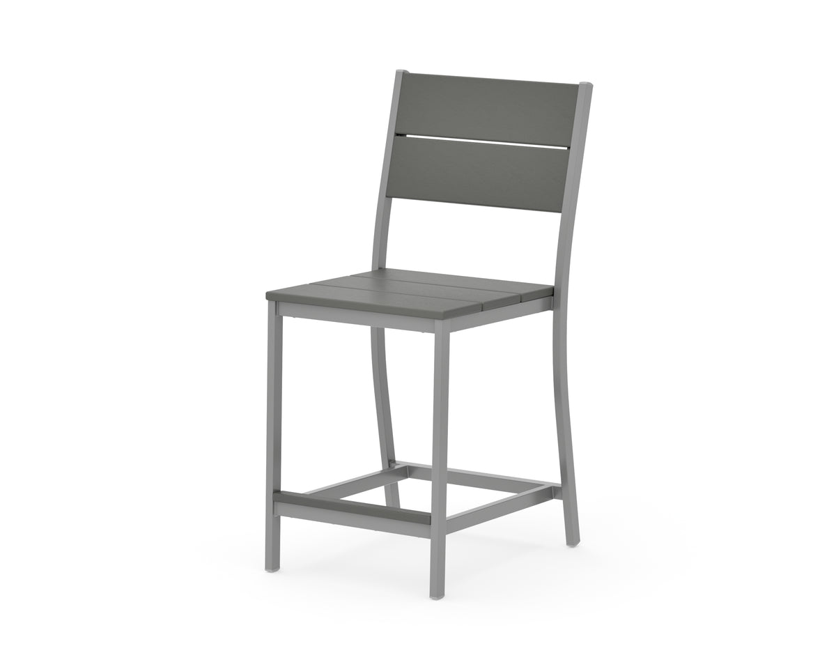 POLYWOOD Main Street Counter Side Chair in Silver / Slate Grey