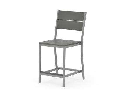 POLYWOOD Main Street Counter Side Chair in Silver / Slate Grey