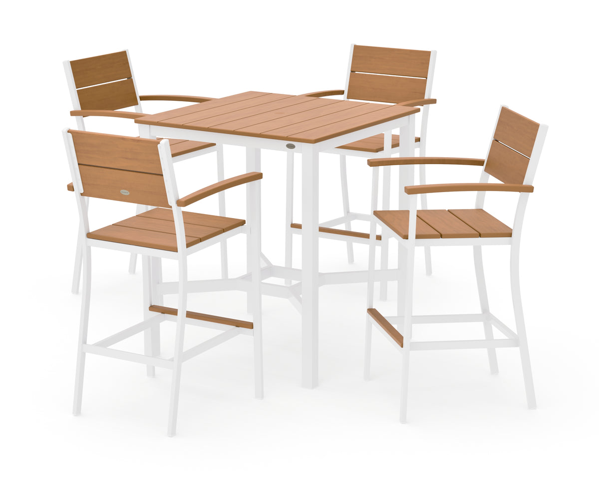 POLYWOOD Main Street 5-Piece Bar Set in White / Natural
