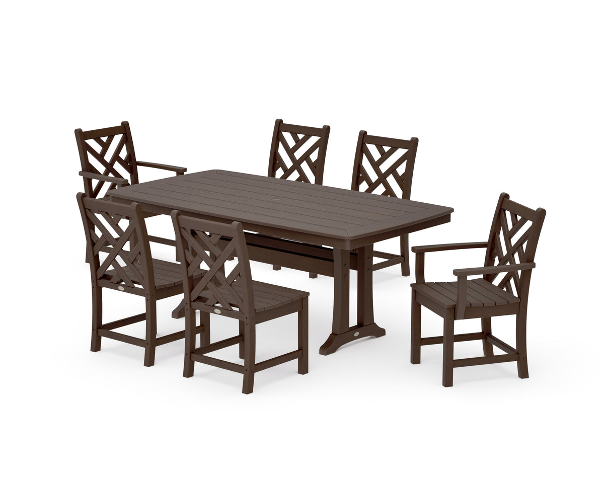 POLYWOOD Chippendale 7-Piece Dining Set with Trestle Legs in Kona