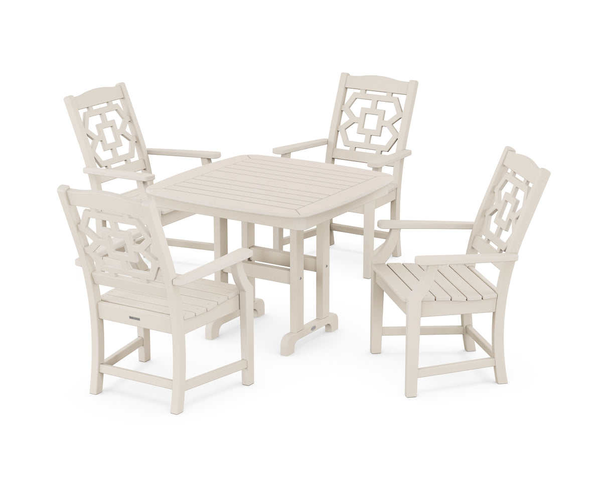 POLYWOOD Chinoiserie 5-Piece Dining Set in Sand