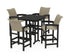 POLYWOOD Coastal Woven 5-Piece Bar Set in Black / Dune Grass