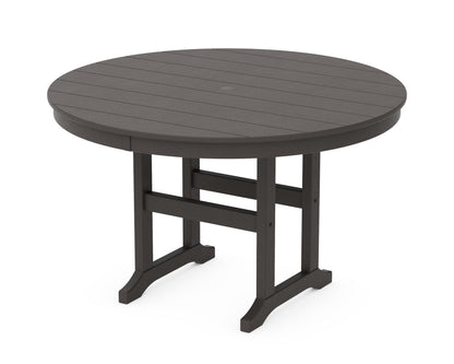 POLYWOOD 48" Round Farmhouse Dining Table in Vintage Coffee