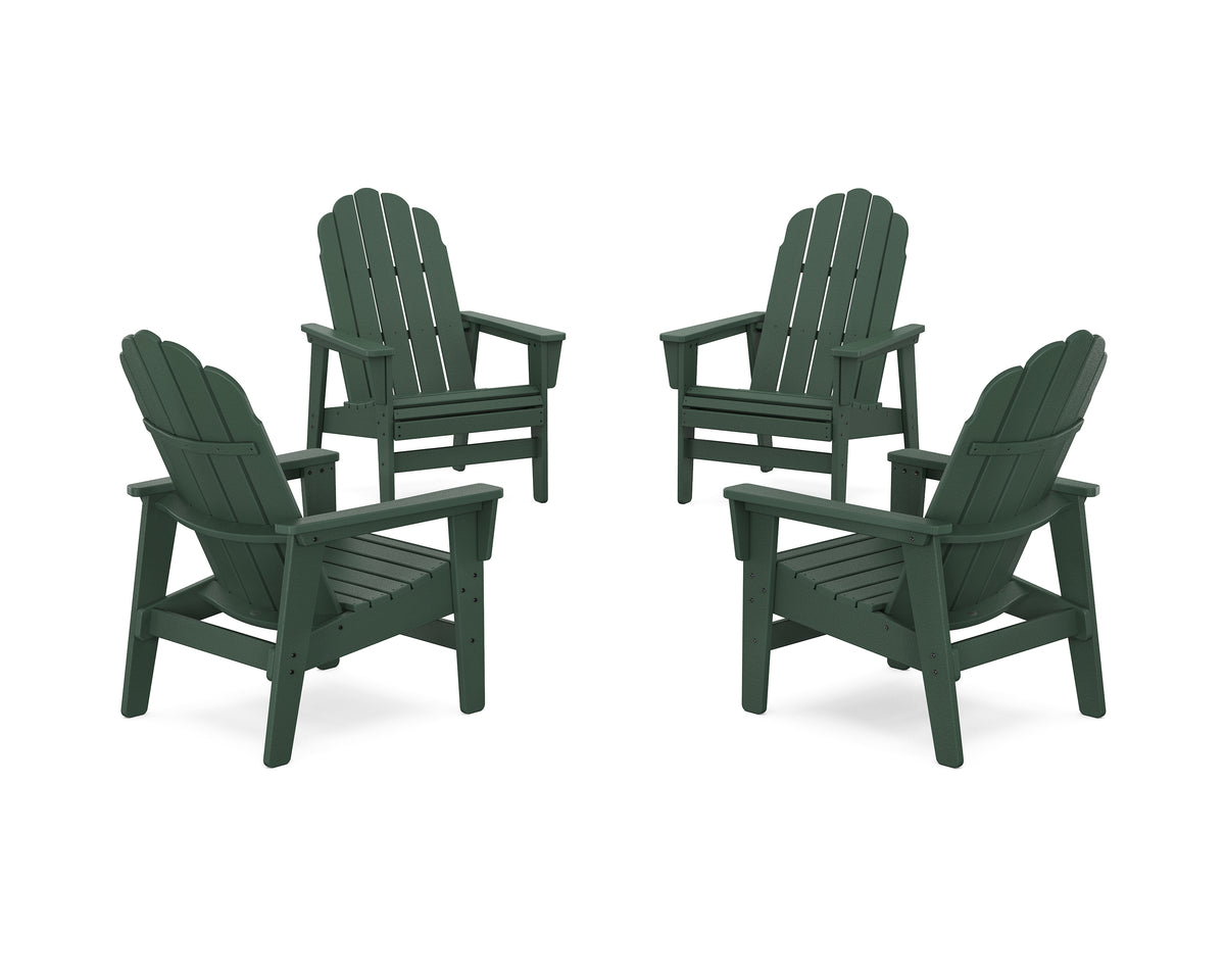 POLYWOOD 4-Piece Vineyard Grand Upright Adirondack Chair Conversation Set in Green