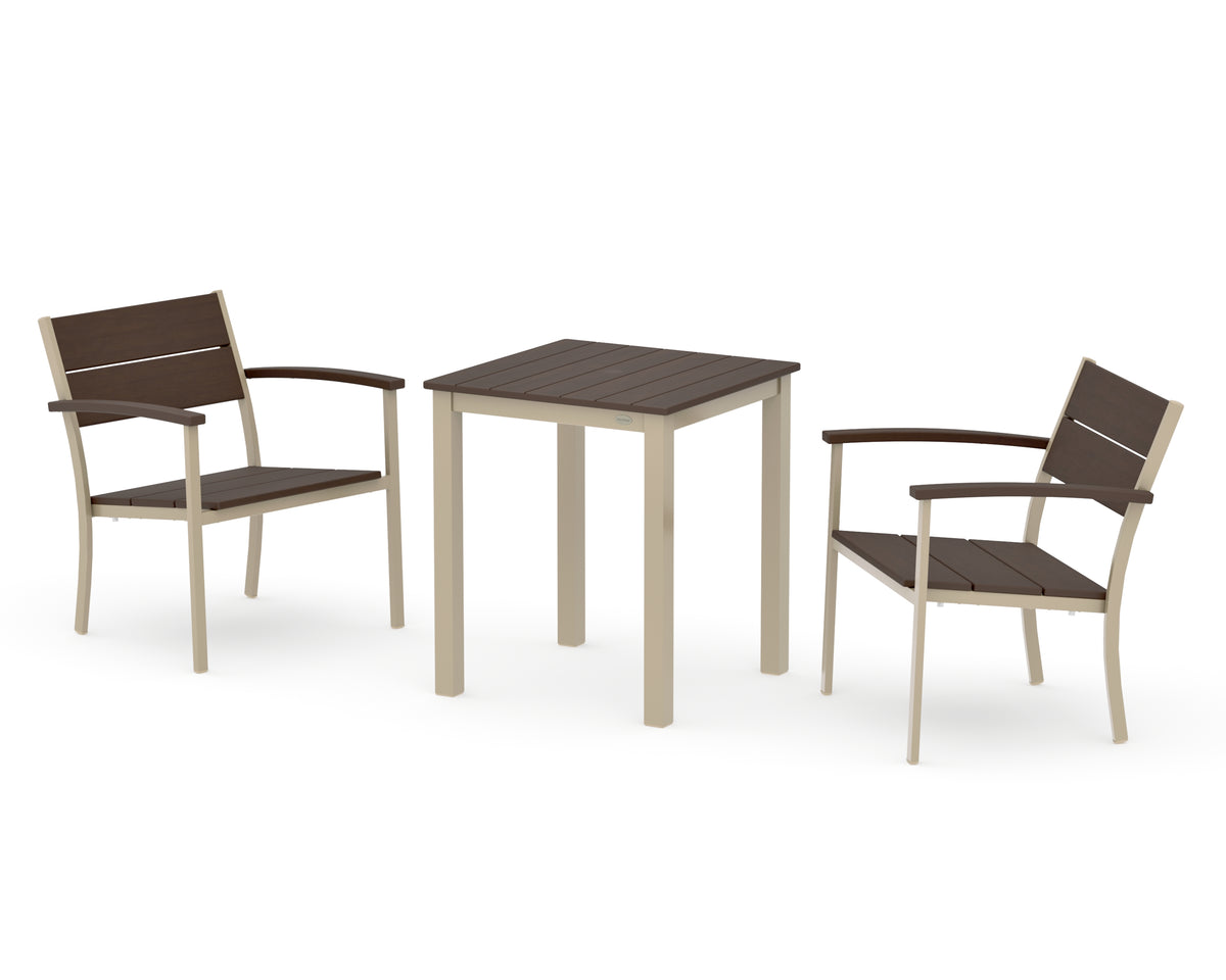 POLYWOOD Main Street 3-Piece Square Dining Set in Sand / Kona