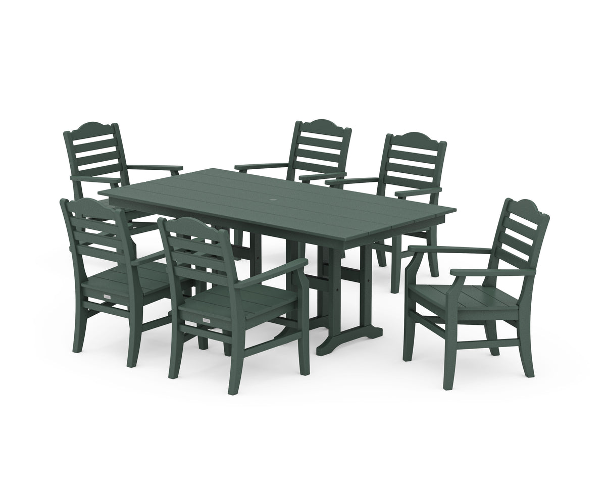 POLYWOOD Savannah Arm Chair 7-Piece Farmhouse Dining Set in Green