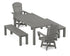 POLYWOOD Nautical Curveback Adirondack Swivel 5-Piece Parsons Dining Set with Benches in Slate Grey