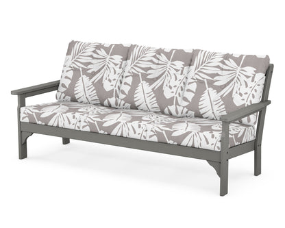 POLYWOOD Vineyard Deep Seating Sofa in Slate Grey / Leaf Grey Mist