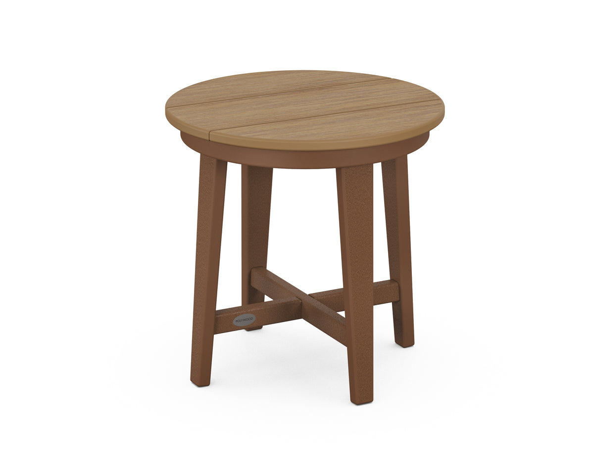 POLYWOOD Newport 19" Round End Table in Teak / Natural