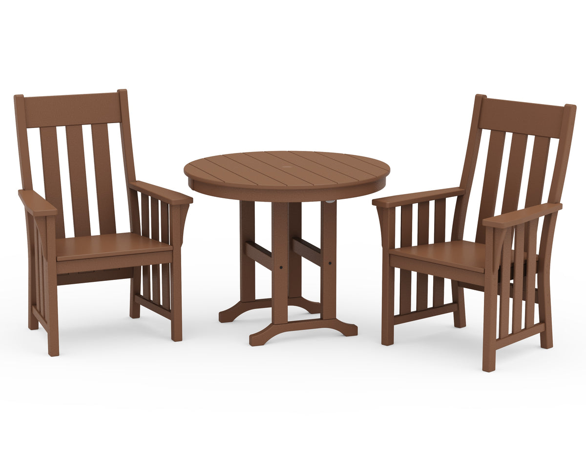 POLYWOOD Acadia 3-Piece Farmhouse Dining Set in Teak