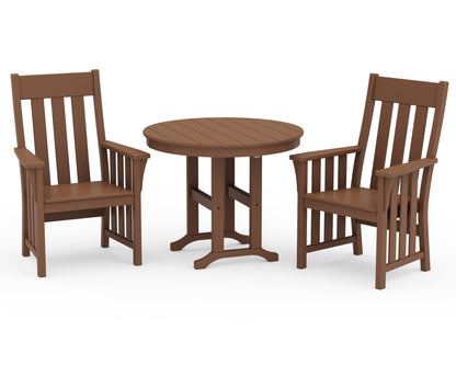 POLYWOOD Acadia 3-Piece Farmhouse Dining Set in Teak