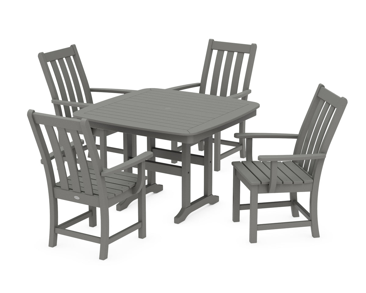 POLYWOOD Vineyard 5-Piece Dining Set with Trestle Legs - 44" Table in Slate Grey