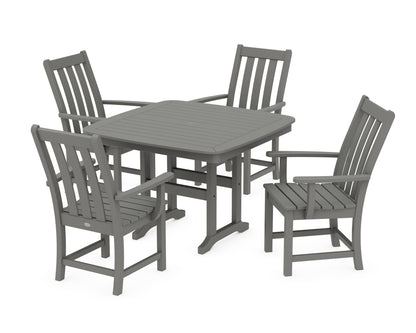 POLYWOOD Vineyard 5-Piece Dining Set with Trestle Legs - 44" Table in Slate Grey
