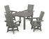 POLYWOOD Modern Curveback Adirondack 5-Piece Parsons Swivel Dining Set in Slate Grey