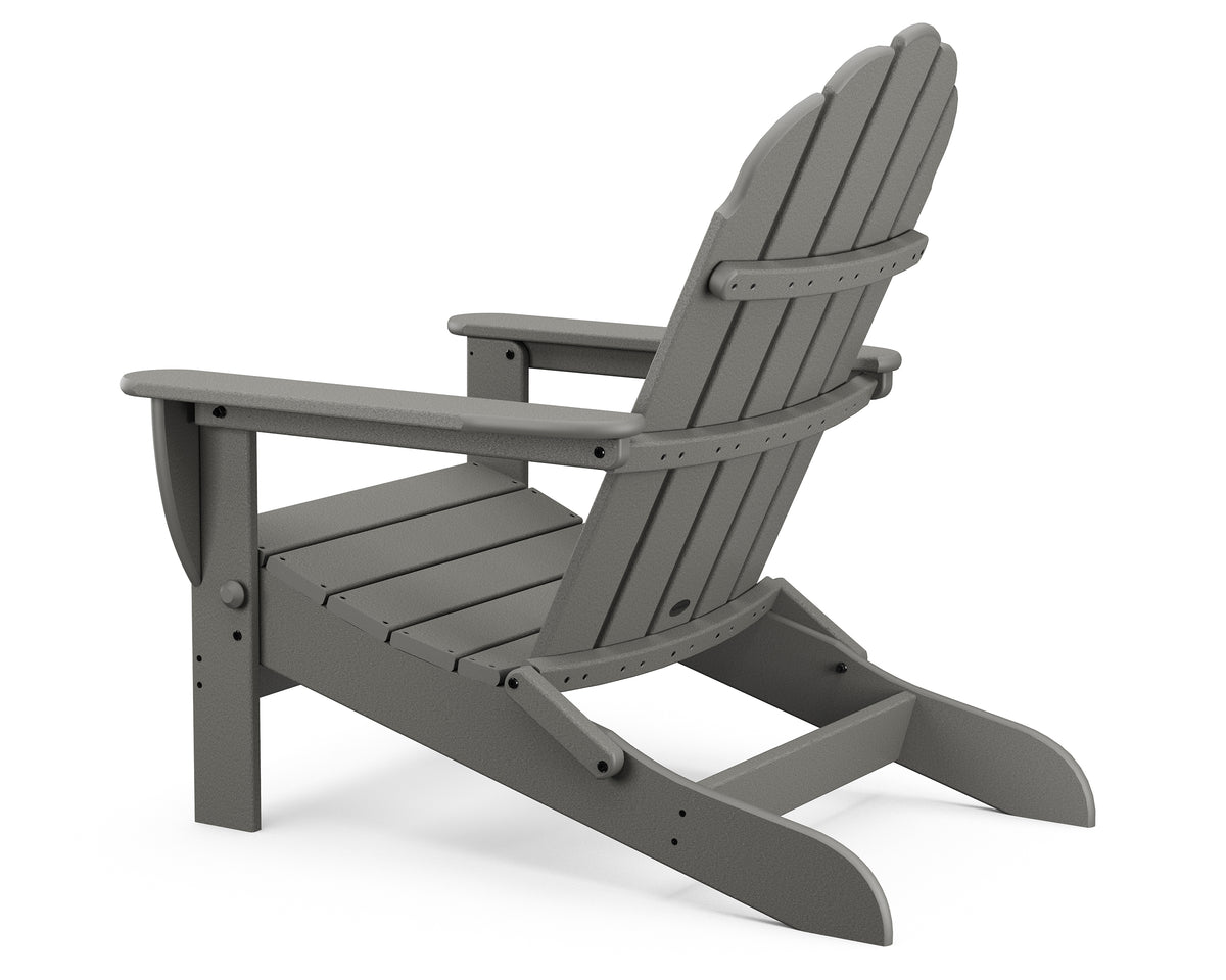 Angled view of the POLYWOOD Classic Oversized Folding Adirondack Chair in Slate Grey