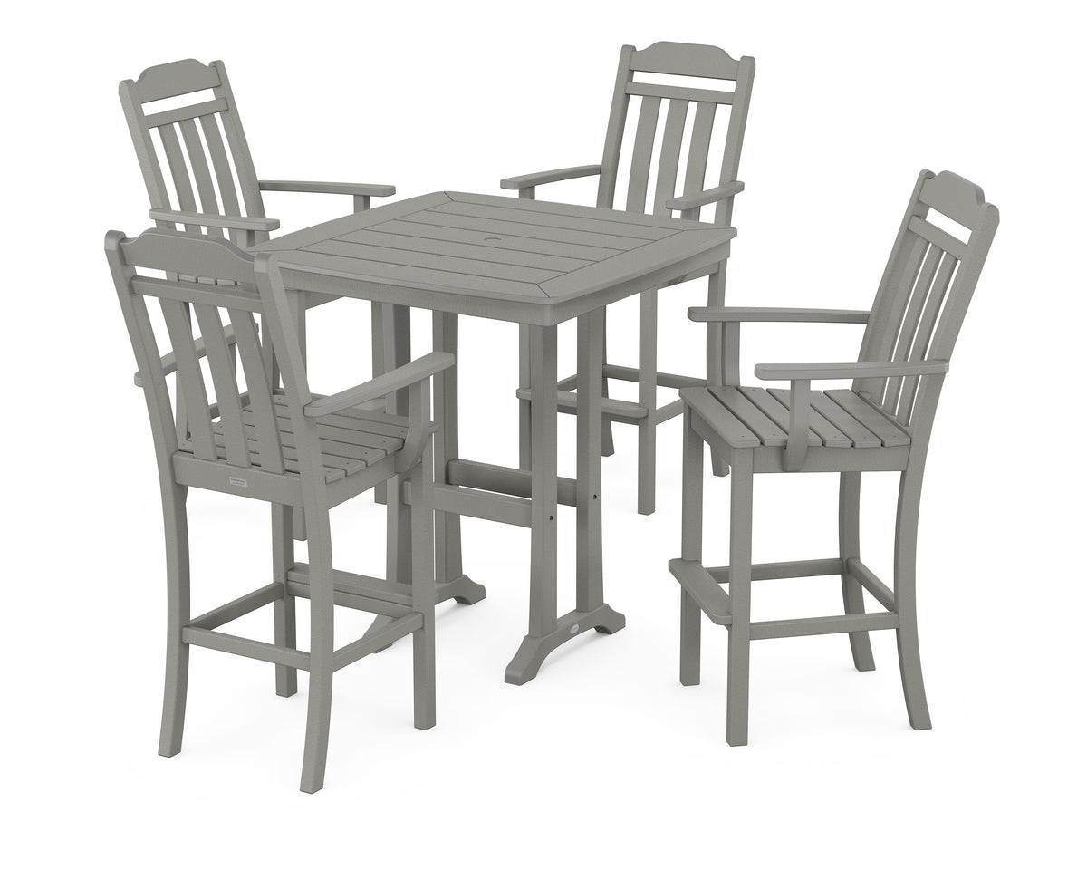 POLYWOOD Cottage 5-Piece Bar Set with Trestle Legs in Slate Grey