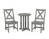 POLYWOOD Braxton Side Chair 3-Piece Round Bistro Dining Set in Slate Grey