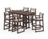 POLYWOOD EDGE Sling Arm Chair 7-Piece Farmhouse Bar Set in Mahogany / Birch