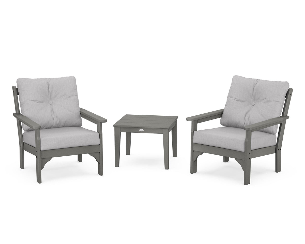 POLYWOOD Vineyard 3-Piece Deep Seating Set in Slate Grey / Granite