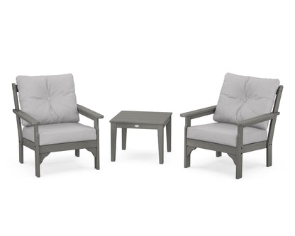 POLYWOOD Vineyard 3-Piece Deep Seating Set in Slate Grey / Granite