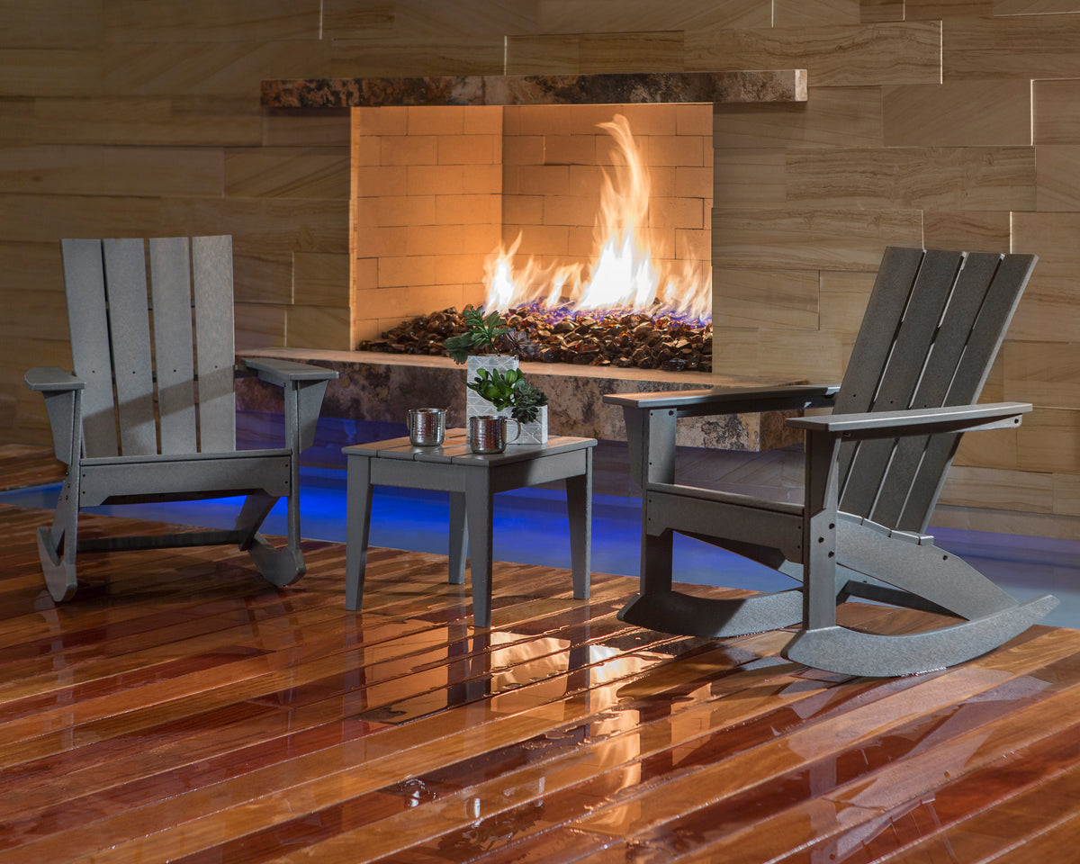 POLYWOOD Quattro 3-Piece Rocker Set in an outdoor setting