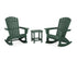 POLYWOOD Nautical Curveback 3-Piece Adirondack Rocking Chair Set in Green
