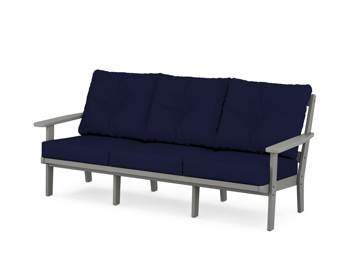 POLYWOOD Prairie Deep Seating Sofa in Slate Grey / Navy