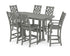 POLYWOOD Country Living Wovendale 7-Piece Bar Set with Trestle Legs in Slate Grey