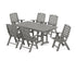 POLYWOOD Nautical Highback 7-Piece Farmhouse Dining Set in Slate Grey