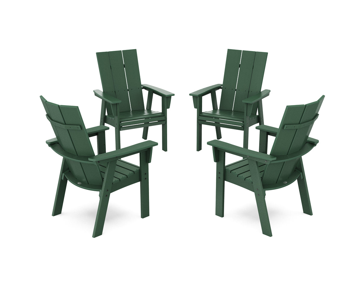 POLYWOOD Modern 4-Piece Curveback Upright Adirondack Conversation Set in Green