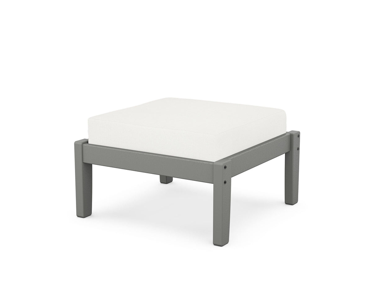 POLYWOOD Deep Seating Ottoman in Slate Grey / Natural Linen