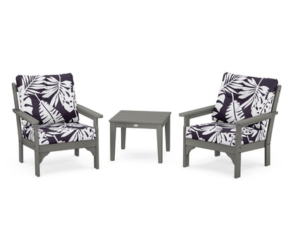 POLYWOOD Vineyard 3-Piece Deep Seating Set in Slate Grey / Leaf Navy