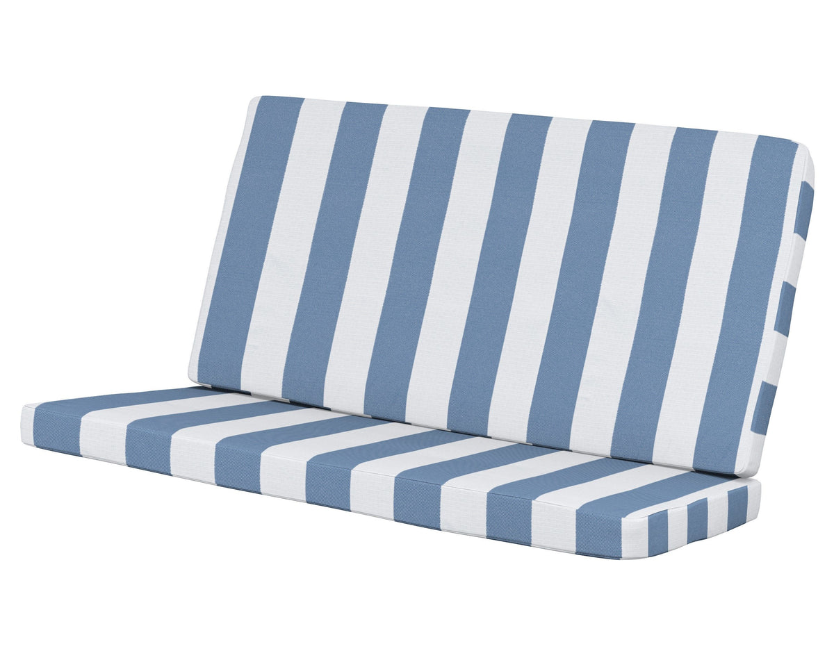 POLYWOOD Modern Loveseat Cushion in Cabana Stripe Sky Blue