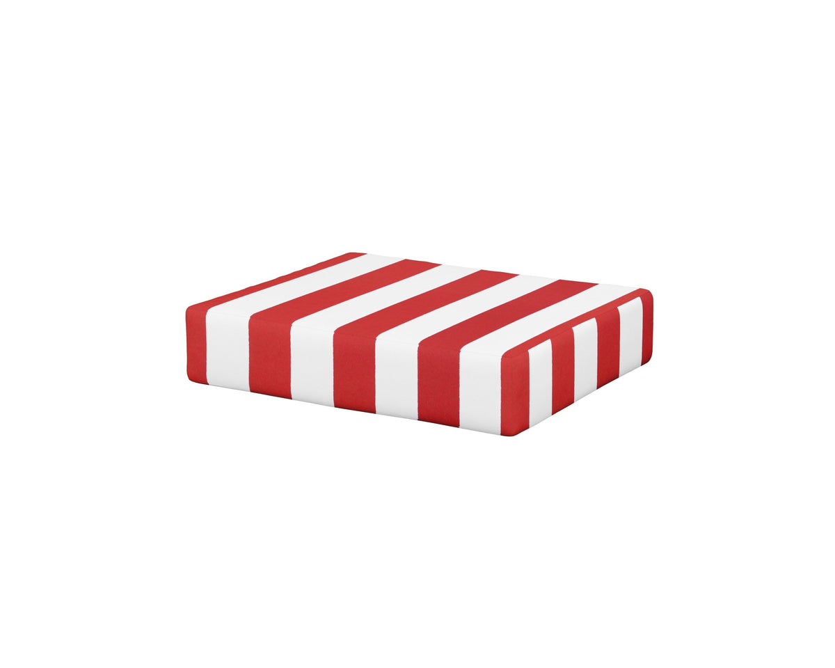 POLYWOOD Acadia Ottoman Cushion in Cabana Stripe Crimson