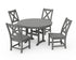 POLYWOOD Braxton Side Chair 5-Piece Round Dining Set in Slate Grey