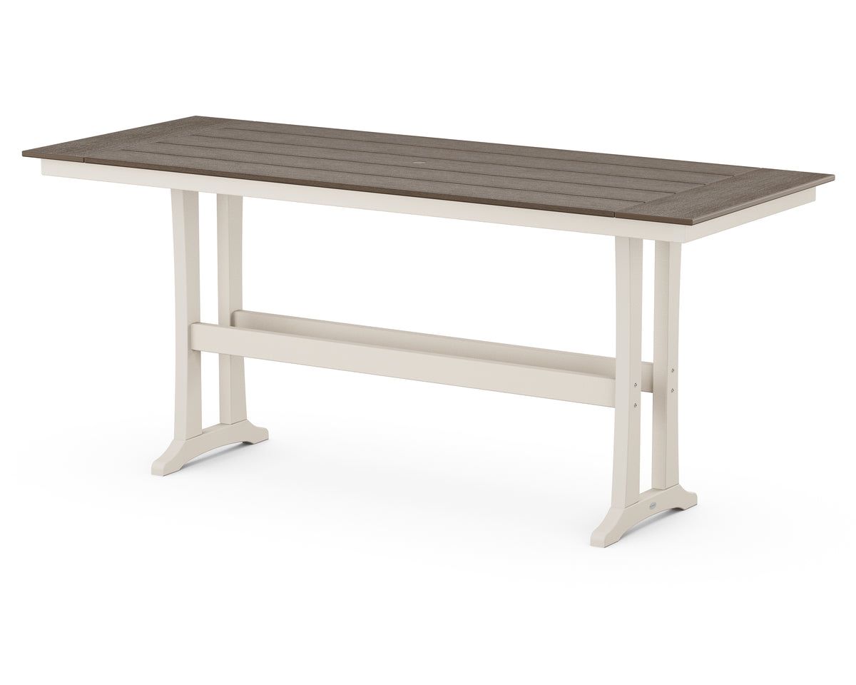 POLYWOOD Farmhouse Trestle 38" x 96" Bar Table in Sand / Kona