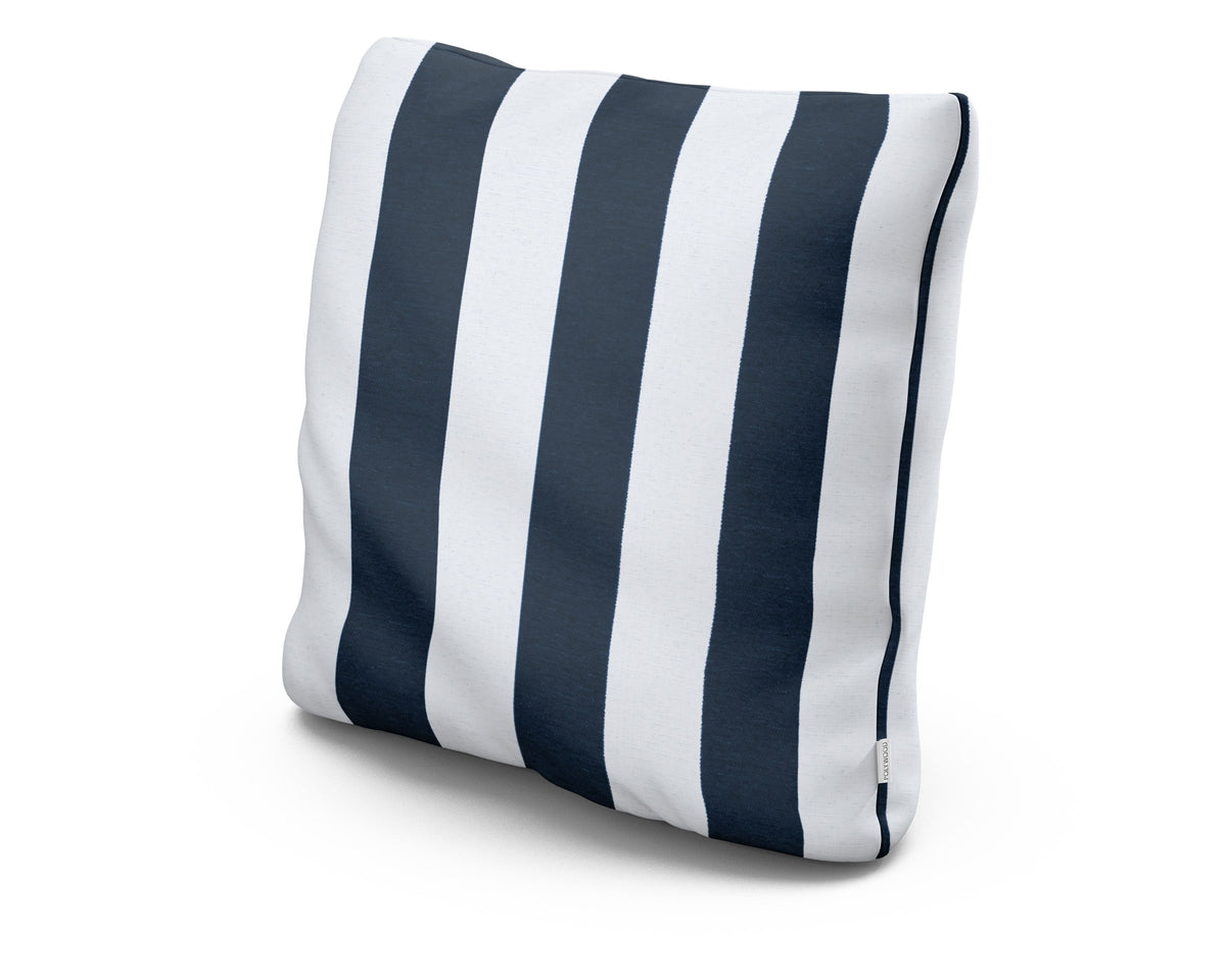 POLYWOOD 22" Outdoor Throw Pillow in Cabana Stripe Marine Indigo