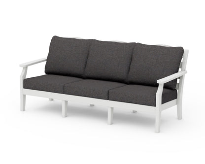 POLYWOOD Savannah Deep Seating Sofa in Vintage White / Ash Charcoal