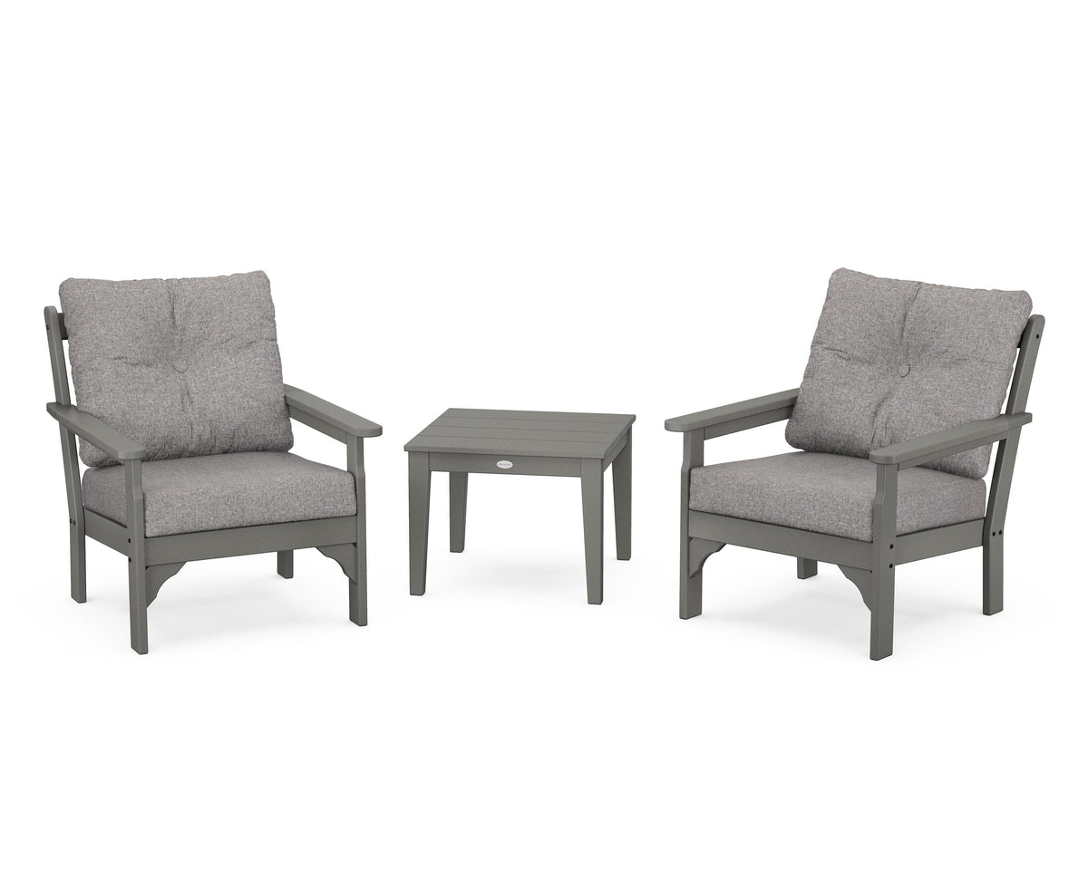 POLYWOOD Vineyard 3-Piece Deep Seating Set in Slate Grey / Grey Mist