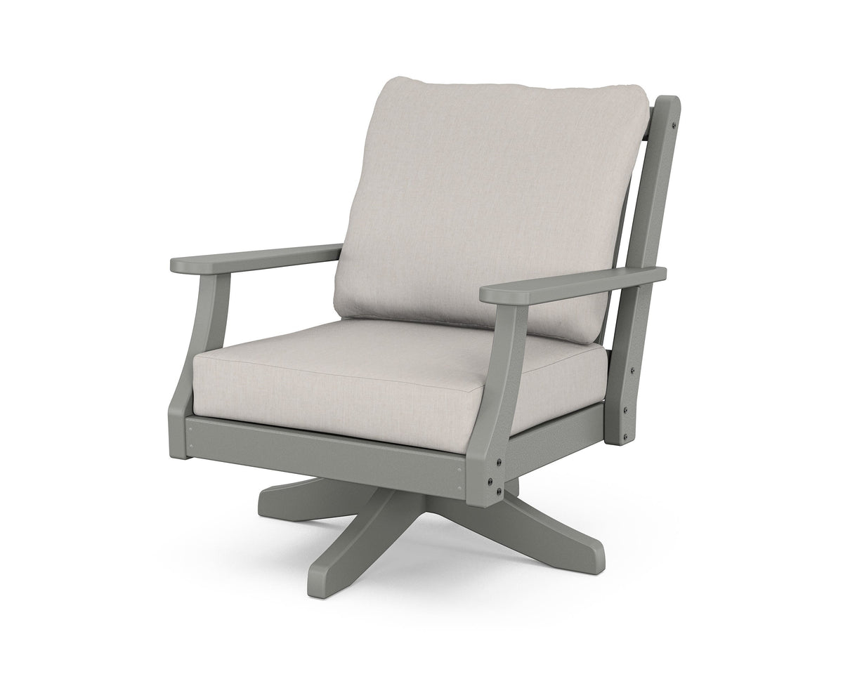 POLYWOOD Wovendale Deep Seating Swivel Chair in Slate Grey / Cast Ash